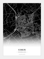 Stadskaart Uden - Donker - Zonder lijst