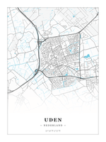 Stadskaart Uden - Water - Zonder lijst