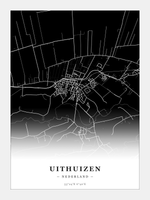 Stadskaart Uithuizen - Donker - Zonder lijst
