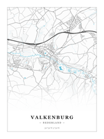 Stadskaart Valkenburg - Water - Zonder lijst
