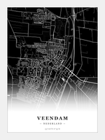 Stadskaart Veendam - Donker - Zonder lijst