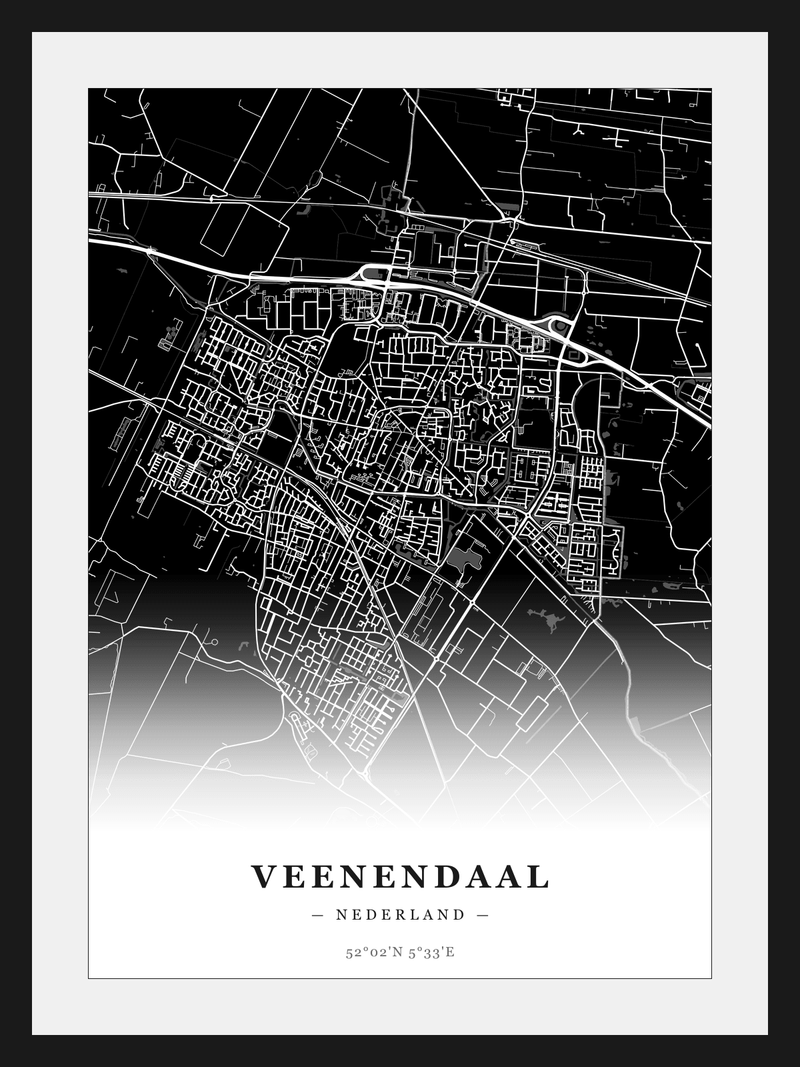 Stadskaart Veenendaal - Donker