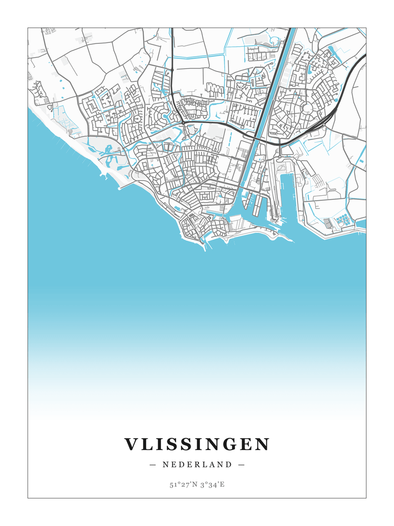 Stadskaart Vlissingen - Water - Zonder lijst