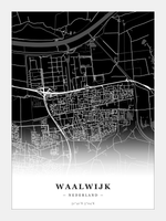 Stadskaart Waalwijk - Donker - Zonder lijst
