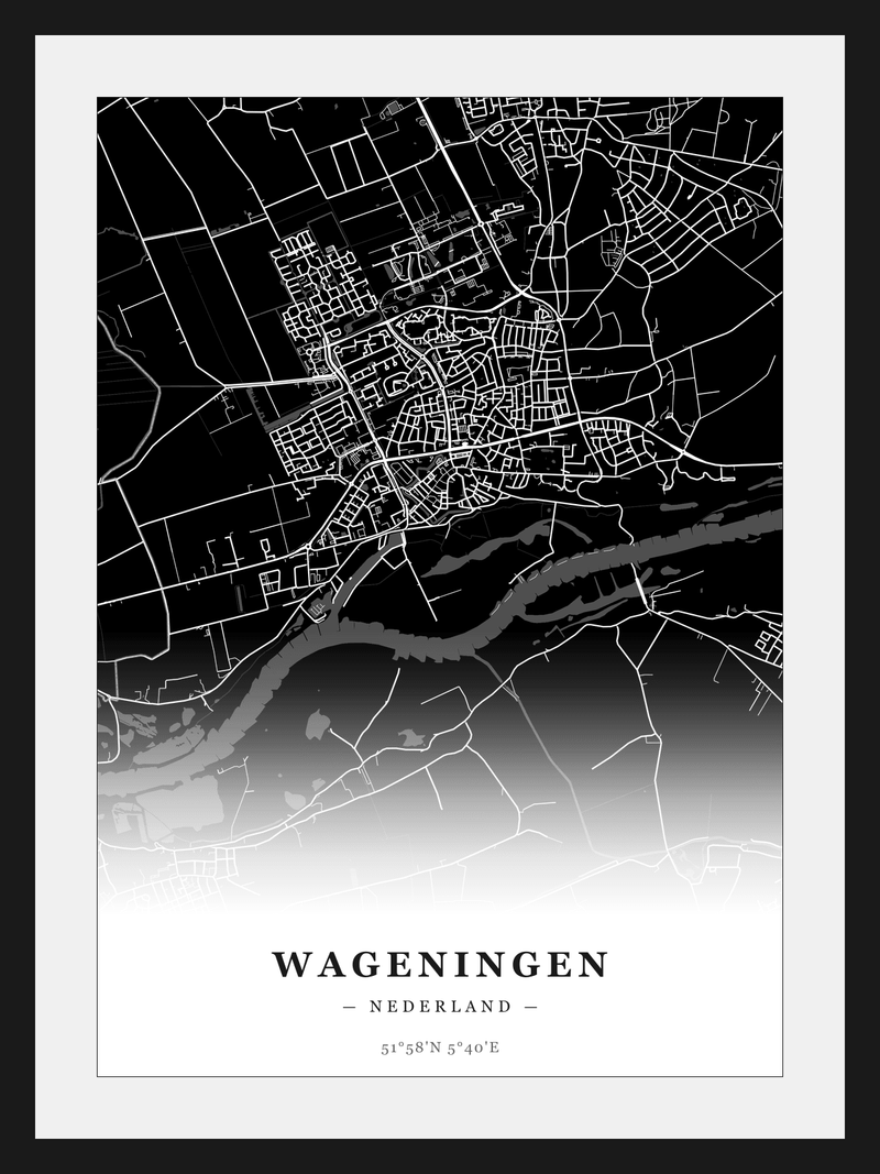Stadskaart Wageningen - Donker