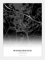 Stadskaart Winschoten - Donker - Zonder lijst
