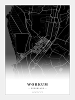 Stadskaart Workum - Donker - Zonder lijst