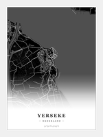 Stadskaart Yerseke - Donker - Zonder lijst