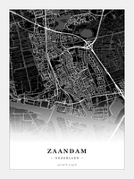 Stadskaart Zaandam - Donker - Zonder lijst