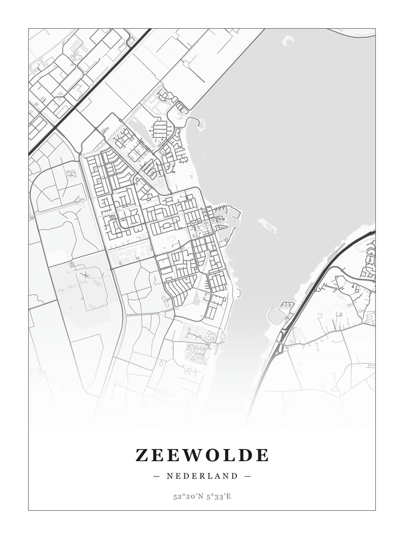 Stadskaart Zeewolde - Klassiek - Zonder lijst