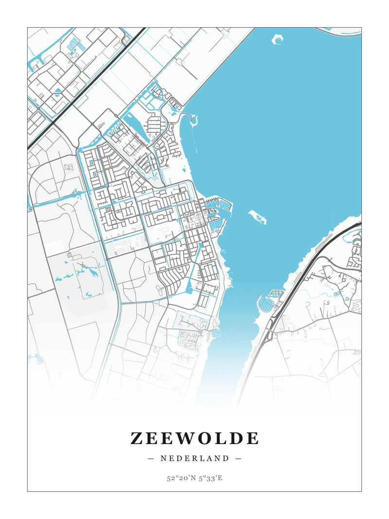 Stadskaart Zeewolde - Water - Zonder lijst