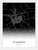 Stadskaart Zuidhorn - Donker - Zonder lijst