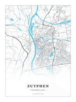 Stadskaart Zutphen - Water - Zonder lijst