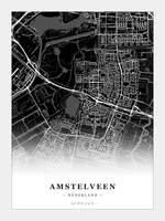 Steden poster Amstelveen - Donker - Zonder lijst