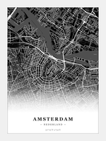 Steden poster Amsterdam - Donker - Zonder lijst