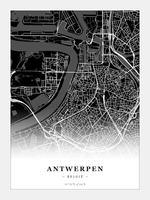 Steden poster Antwerpen - Donker - Zonder lijst