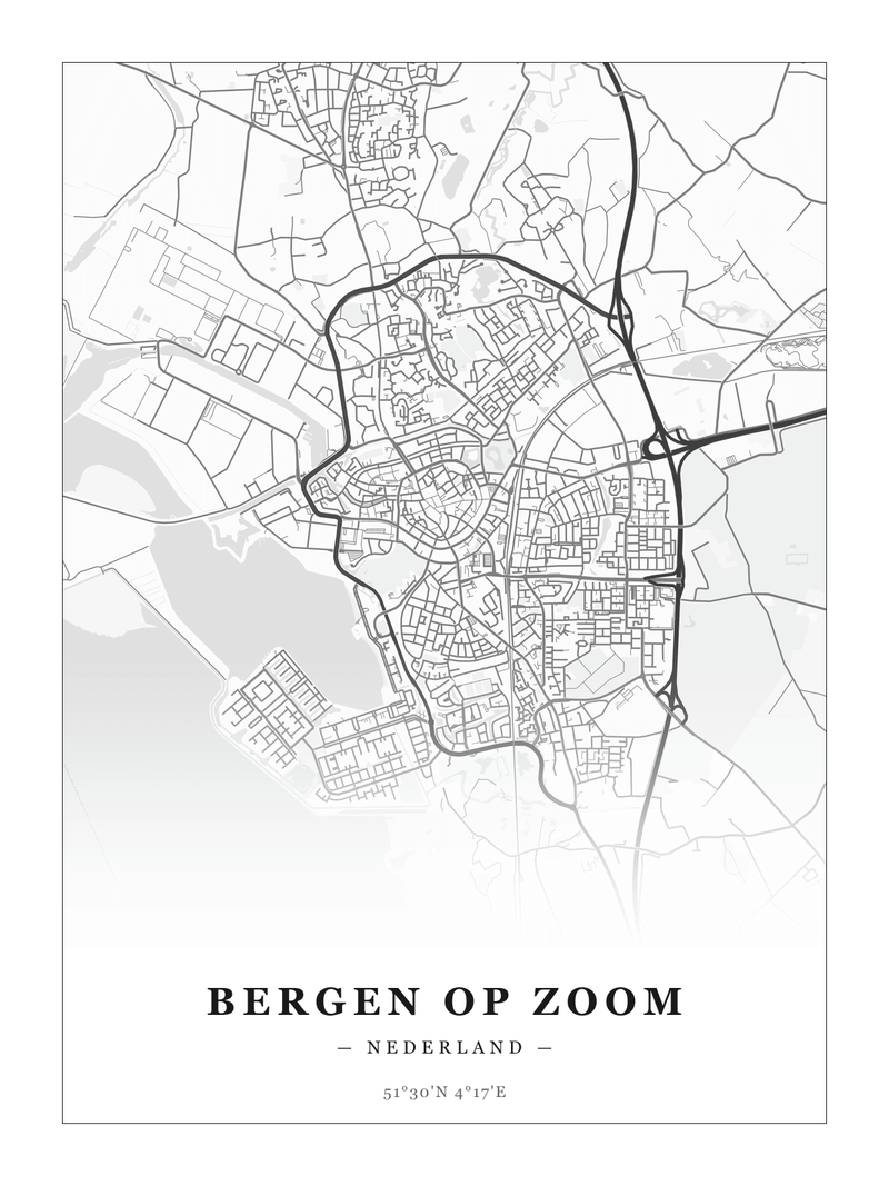 Steden poster Bergen op Zoom - Klassiek - Zonder lijst
