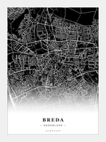 Steden poster Breda - Donker - Zonder lijst