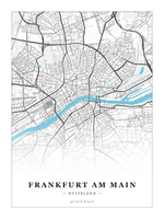 Steden poster Frankfurt am Main - Water - Zonder lijst