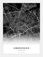 Steden poster Groningen - Donker - Zonder lijst