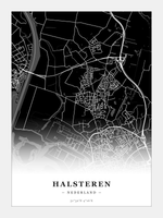 Steden poster Halsteren - Donker - Zonder lijst