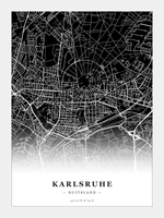 Steden poster Karlsruhe - Donker - Zonder lijst