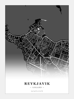 Steden poster Reykjavik - Donker - Zonder lijst