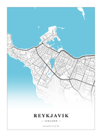 Steden poster Reykjavik - Water - Zonder lijst
