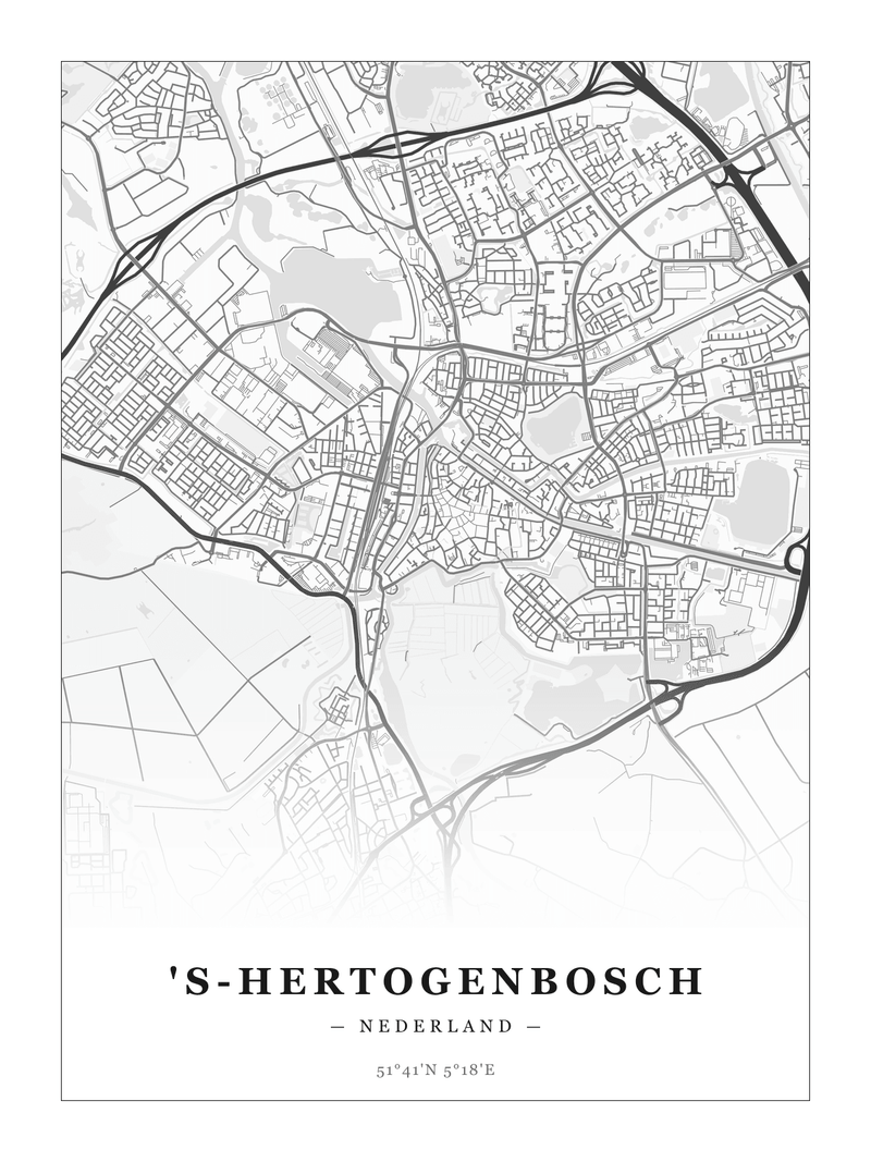 Steden poster 's-Hertogenbosch - Klassiek - Zonder lijst
