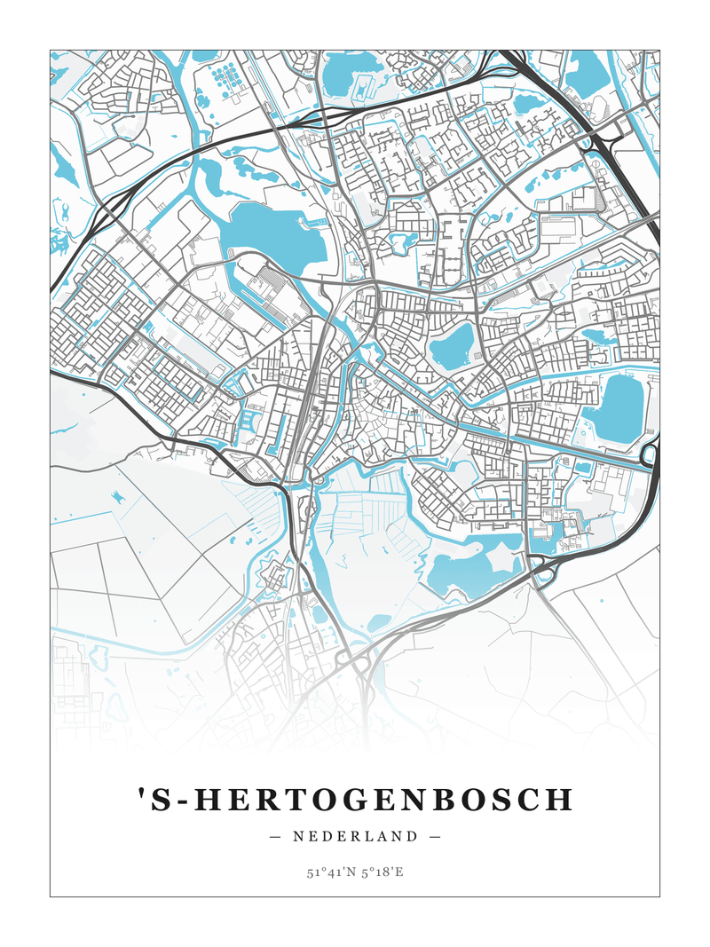Steden poster 's-Hertogenbosch - Water - Zonder lijst