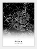 Steden poster Sneek - Donker - Zonder lijst