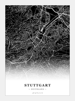 Steden poster Stuttgart - Donker - Zonder lijst