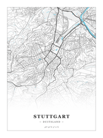 Steden poster Stuttgart - Water - Zonder lijst