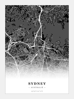 Steden poster Sydney - Donker - Zonder lijst