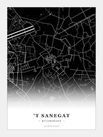 Steden poster 't Sanegat (Huijbergen) - Donker - Zonder lijst