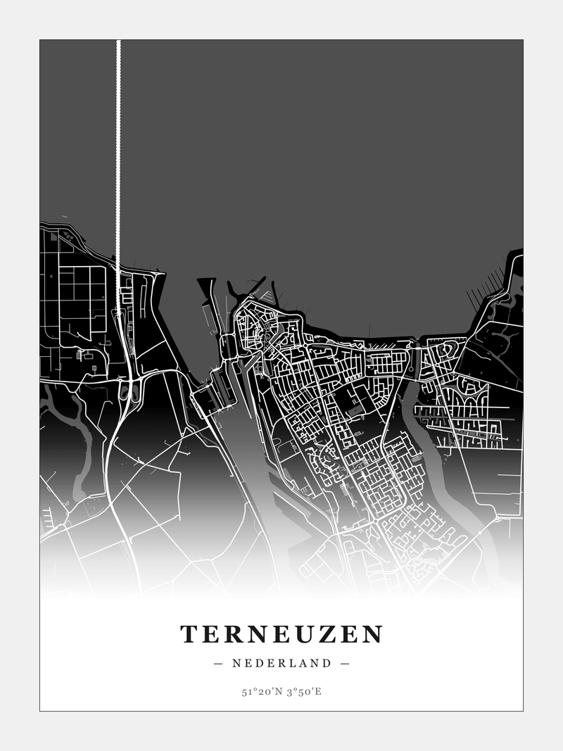 Steden poster Terneuzen - Donker - Zonder lijst
