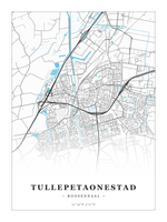 Steden poster Tullepetaonestad (Roosendaal) - Water - Zonder lijst