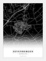 Steden poster Zevenbergen - Donker - Zonder lijst