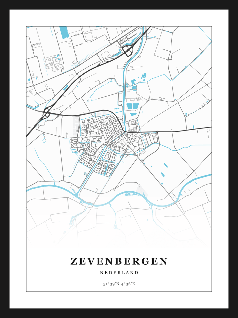 Steden poster Zevenbergen - Water
