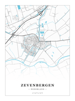 Steden poster Zevenbergen - Water - Zonder lijst