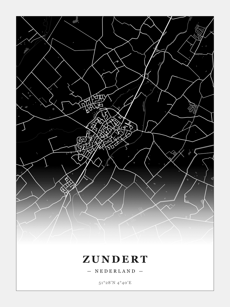 Steden poster Zundert - Donker - Zonder lijst