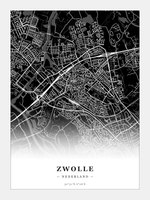 Steden poster Zwolle - Donker - Zonder lijst