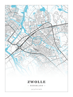 Steden poster Zwolle - Water - Zonder lijst